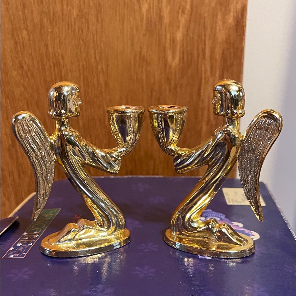 Vintage - Gold Colored Angel Candle Holders